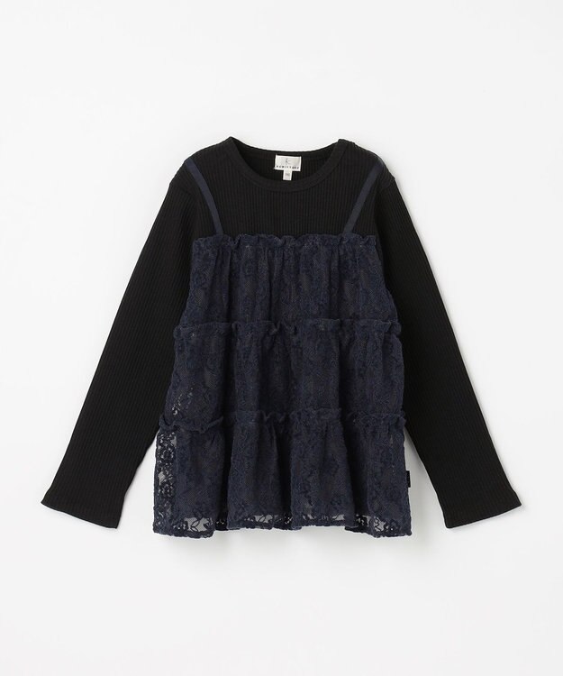 組曲 KIDS 【110-140㎝】スノウレースレイヤード トップス ネイビー