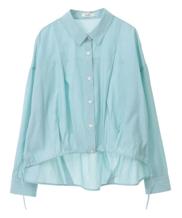 earth music&ecology ＴＲキュプラドロストシャツ Stripe Green