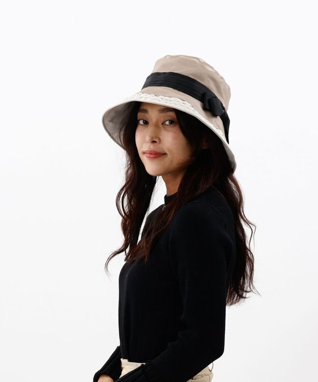 AURORA 【 LANVIN en Bleu （ランバン オン ブルー）】オーガンジーｘグログランクロッシェハット ベージュ