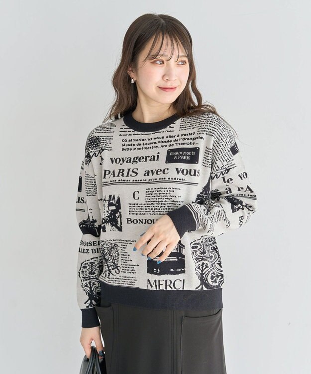 Green Parks ・ｆｕｒｒｙ　ｒａｔｅ　ジャカードニットプルオーバ Gray