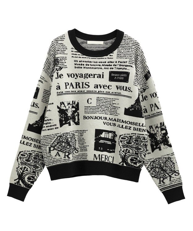 Green Parks ・ｆｕｒｒｙ　ｒａｔｅ　ジャカードニットプルオーバ Gray