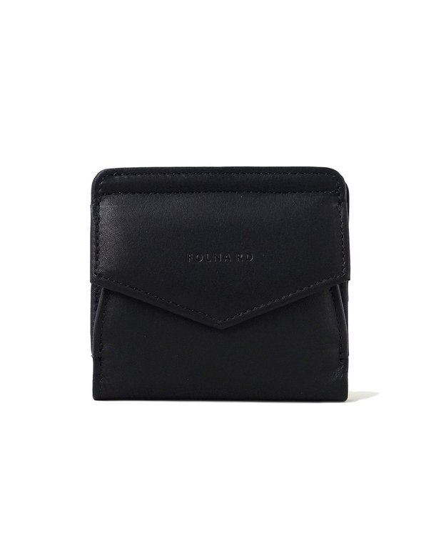 FOLNA RD ソフトレザー・ホイルレザー エンべロープ二つ折り財布 ブラック