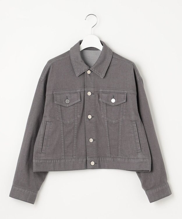 自由区 【洗える】ウスカルデニム襟付き ジャケット スレート