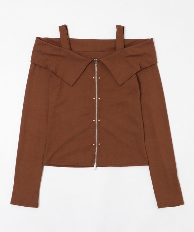 WEGO オフショルスタッズデザイントップ ブラウン