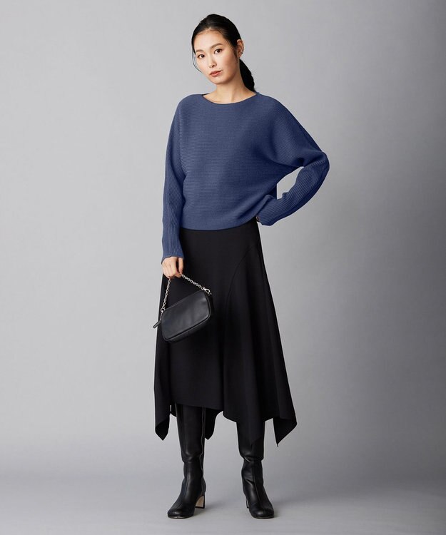 ICB 【洗える】 スモールパターンプリント  スカート ブラック系