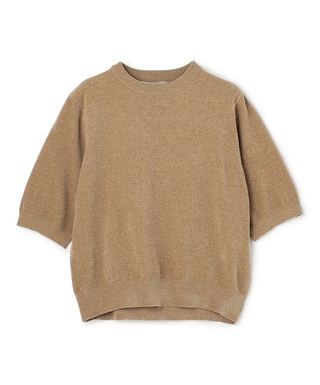 UNFILO L ベロアモール ハーフスリーブニット キャメル