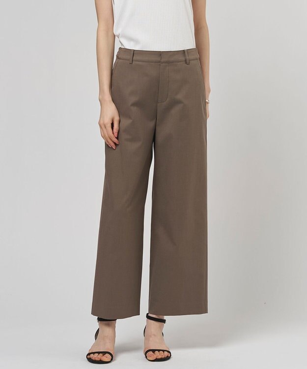 J.PRESS LADIES 【セットアップ対応・洗える・撥水】コットンFITTY ストレート パンツ ダークブラウン系