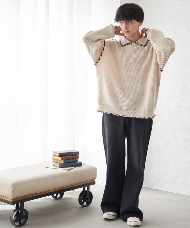 WEGO ハンドステッチポロプルオーバー ホワイト