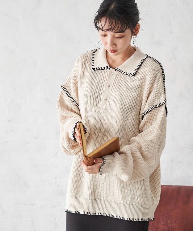 WEGO ハンドステッチポロプルオーバー ホワイト