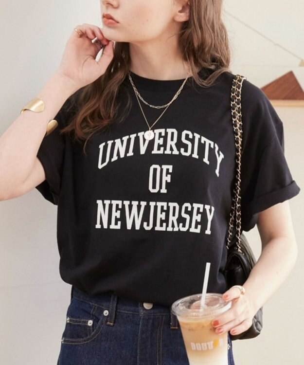 WEGO 【ANGIE VINTAGE】カレッジロゴプリントTee ブラック