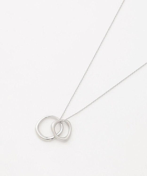 J.PRESS LADIES メタルコンビ ダブルリング ネックレス シルバー系