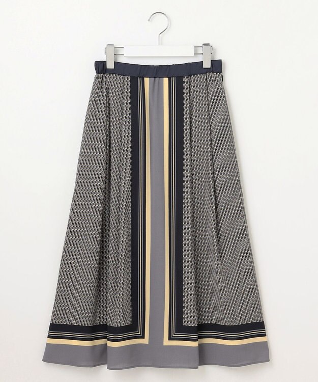 自由区 【洗える】ジオメトリックハートプリント スカート グレー系