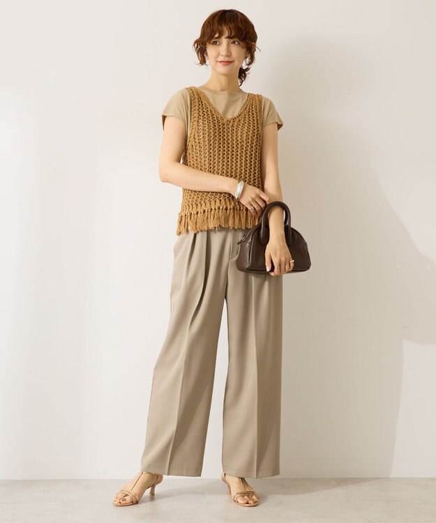 AMERICAN HOLIC 【前後2WAY】フリンジショートベスト Beige