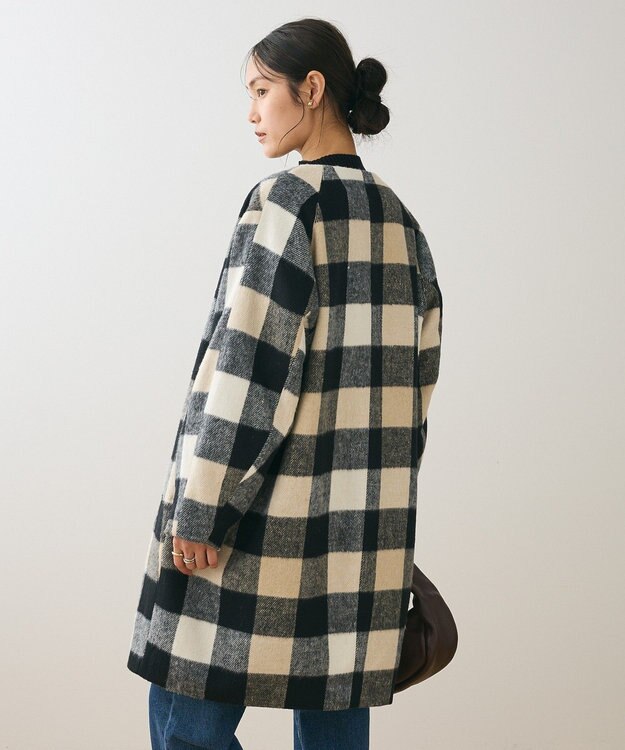 Green Parks シャギーノーカラーコート Beige