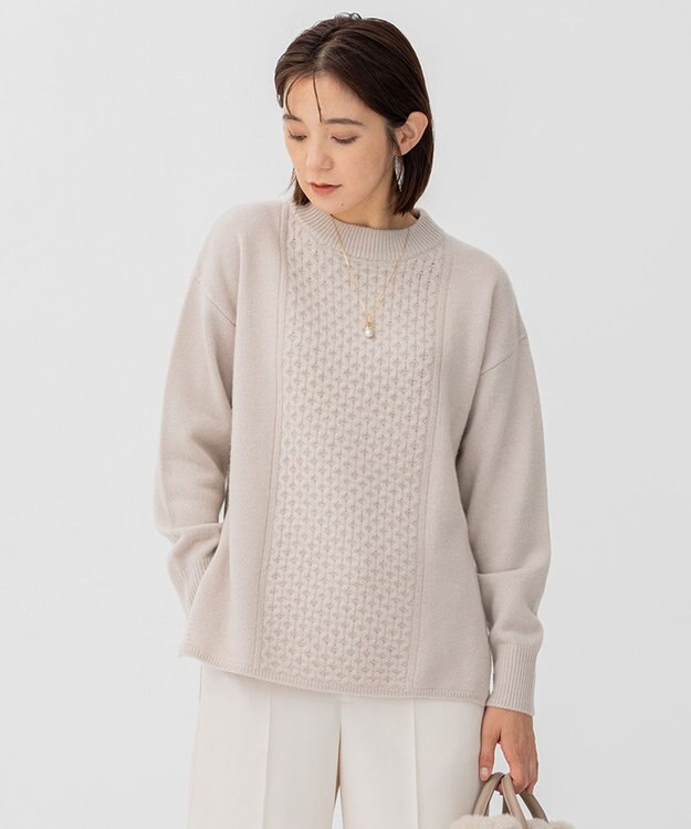 23区 【洗える】ウールカシミヤブレンド チュニック ニット ベージュ系