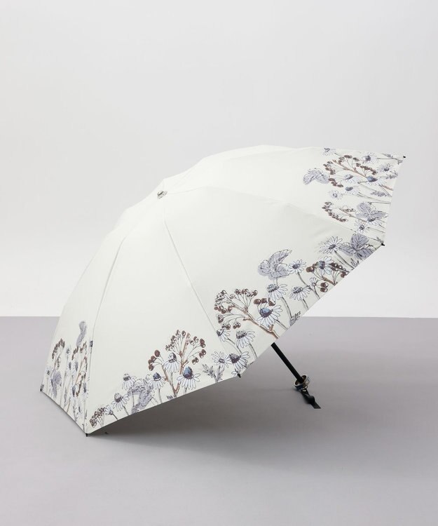 AURORA JILL STUART（ジル スチュアート） ボタニカルプリント晴雨兼用傘（折り畳み・ミニ傘） ライトグレー