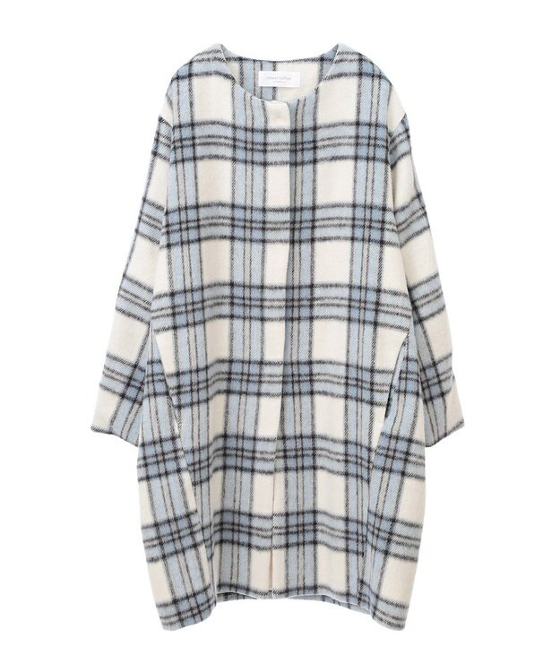 Green Parks シャギーノーカラーコート Blue