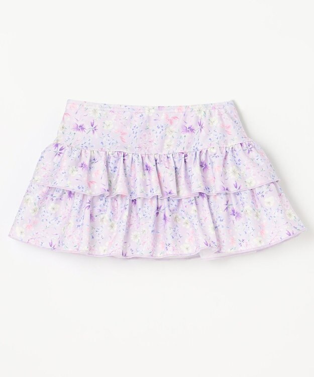 ANY KIDS ギンガムチェック×花柄セパレート水着 ラベンダーギンガム×花柄