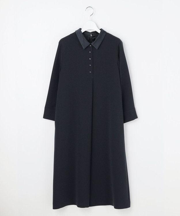 J.PRESS LADIES S 【2way】セラテリーダブルクロス 襟付き ワンピース ネイビー系