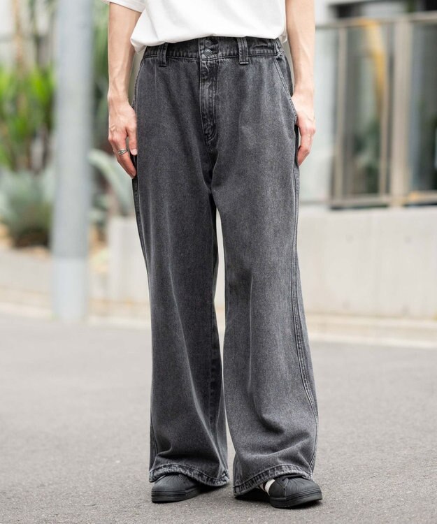 WEGO ローライズバギーフレアデニムパンツ デニムブラックソノタ