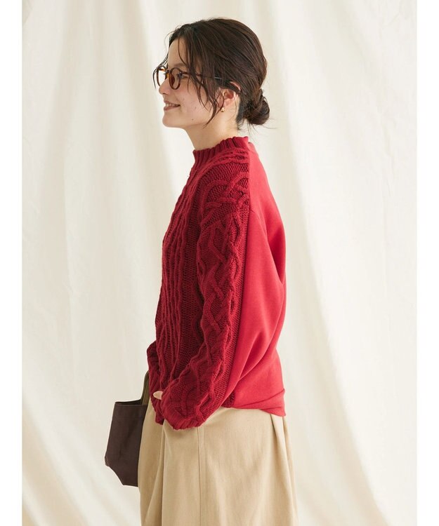 CRAFT STANDARD BOUTIQUE ケーブルニットドッキングスウェット Red