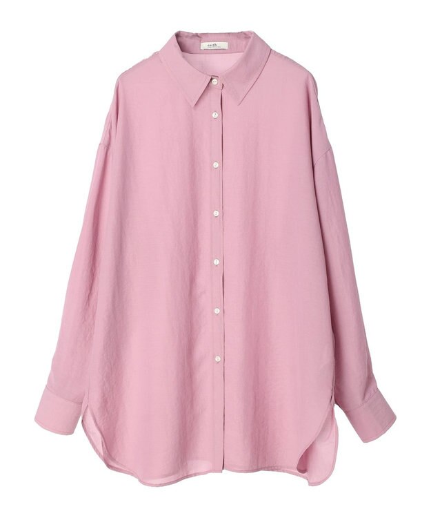 earth music&ecology シアーボーイズライクシャツ Pink