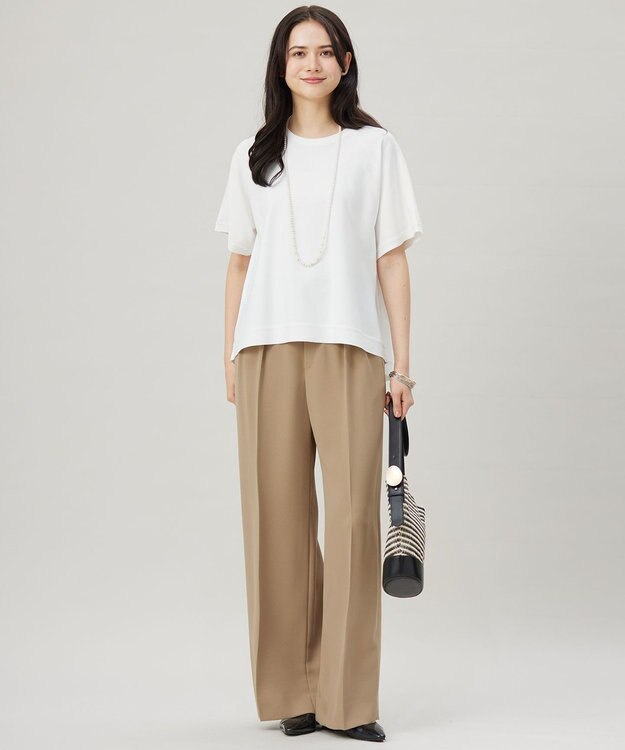 自由区 【接触冷感・UVカット・洗える】クレープストレッチAライン ニット オフ