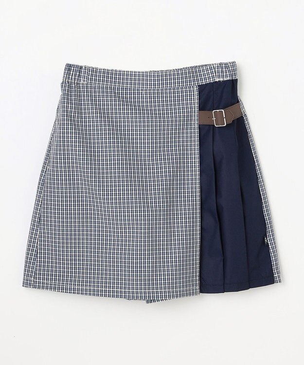 組曲 KIDS 【150-170㎝】 チェックプリーツ キュロット サックスブルー