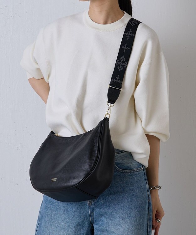 russet アレンジショルダーベルト［Monogram］(CE-1099) Black（ゴールド金具）