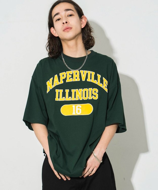 WEGO 【ユニセックス着用ITEM/ネックレス付き】アクセ付きグラフィックT（S） グリーン