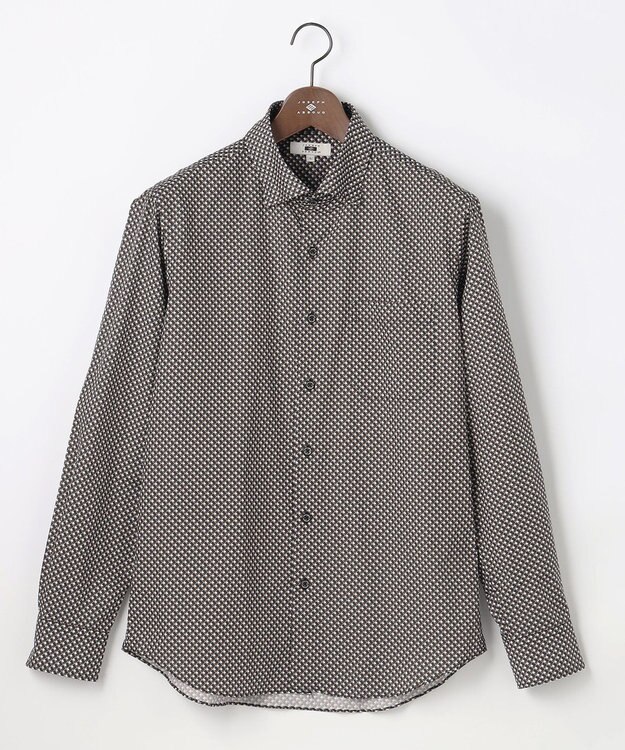 JOSEPH ABBOUD 【オーガニックコットン使用・JAPANファブリック】ジオメトリックプリントシャツ ダークブラウン系5