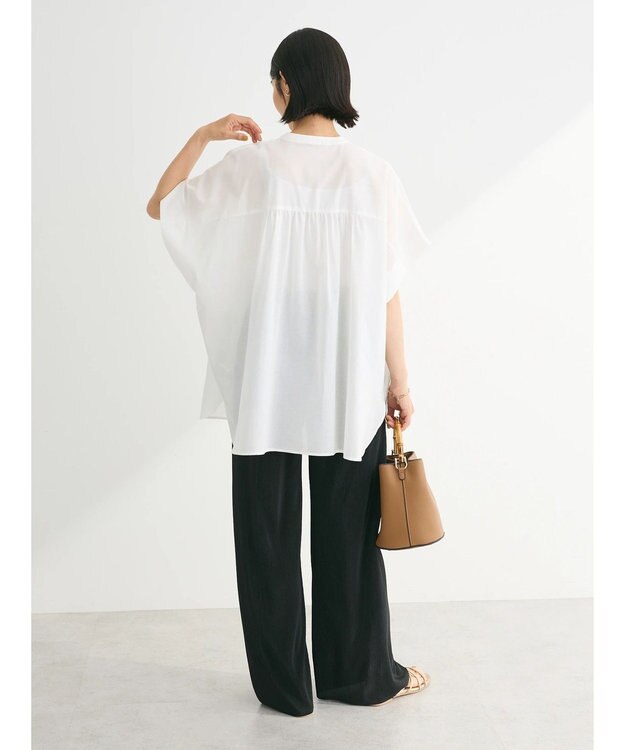 Green Parks 綿麻混ポンチョ風シャツ Off White