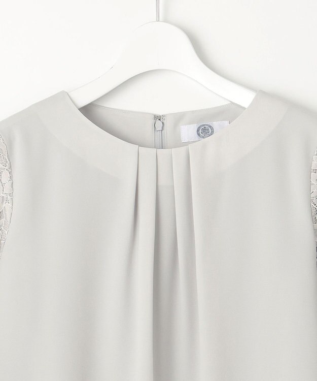 J.PRESS LADIES L 【洗える】ノルディス2wayジョーゼット レース袖 ワンピース ライトグレー系