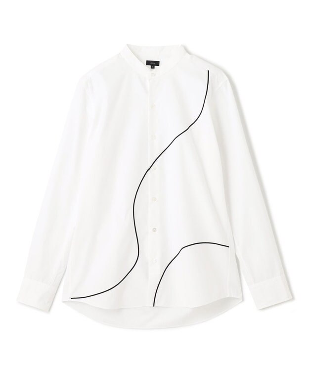 JOSEPH HOMME アートワークシャツ　バンドカラー ホワイト系