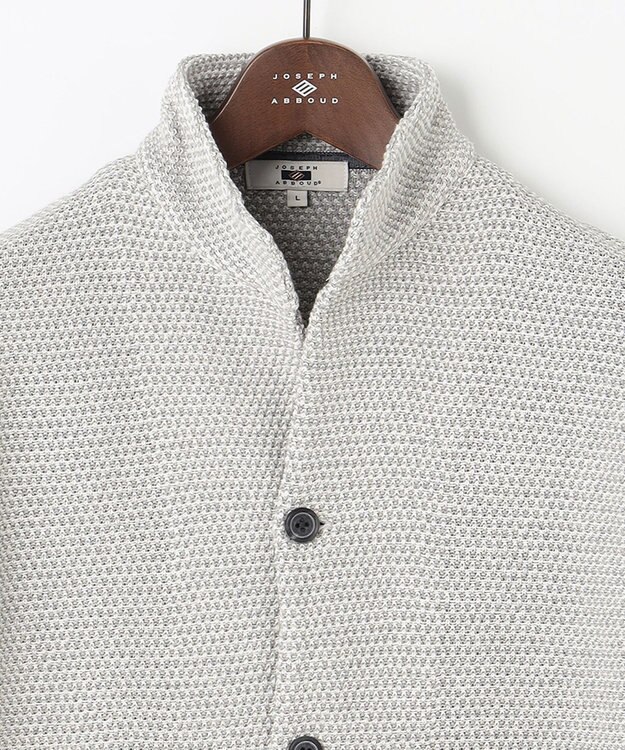 JOSEPH ABBOUD 【キングサイズ・軽くて洗える】ストローヤーンニット カーディガン ライトグレー系