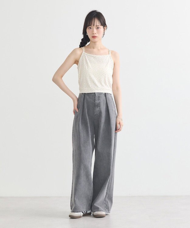 earth music&ecology ダブルストラップパターンメッシュキャミソール Flower