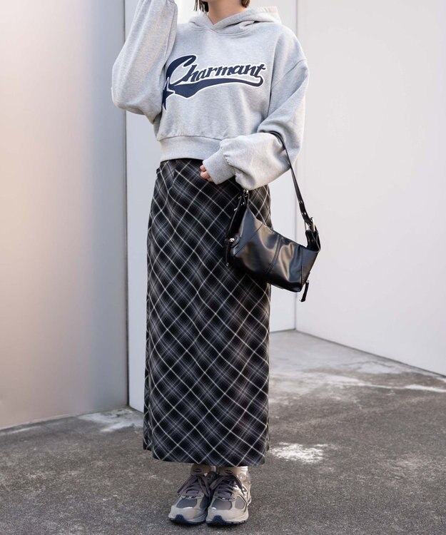 WEGO スタジアムロゴショートプルパーカー 杢グレー