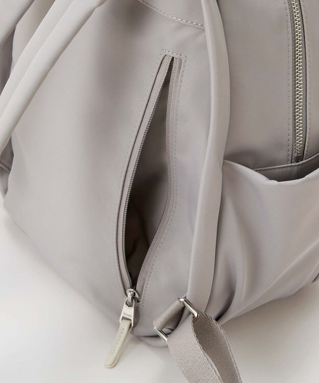 TOPKAPI 【Breath TOPKAPI】【撥水】ツヤ ナイロン レザーハンドル ミニ リュック ライトグレー