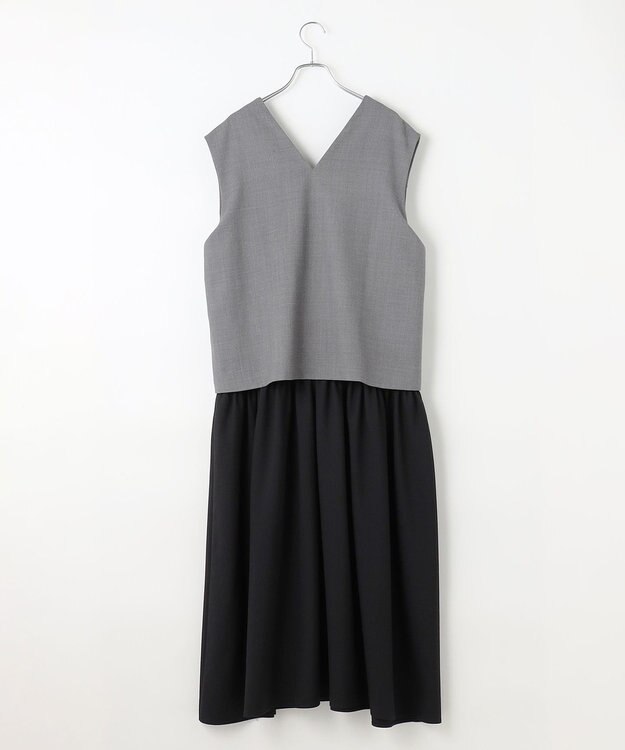 #Newans セットアップライクワンピース ライトグレー×ブラック