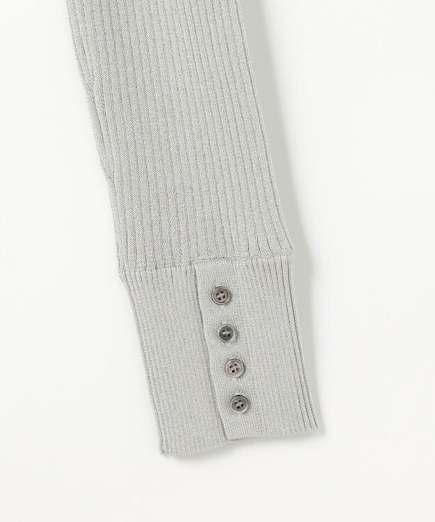 組曲 L ラメリブポロ襟 ニット シルバーグレー系