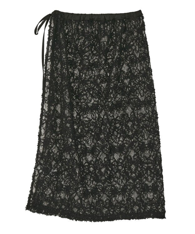 earth music&ecology モールレースラップスカート Black