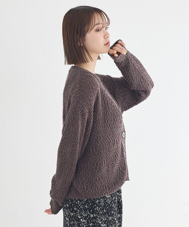 earth music&ecology 【予約】ぽんぽんスキッパーカーディガン ブラウン