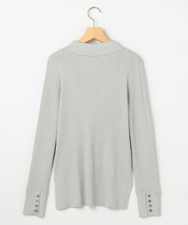 組曲 ラメリブポロ襟 ニット シルバーグレー系