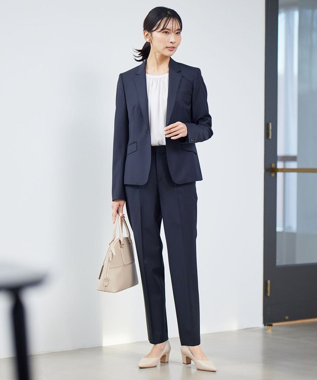 23区 S 【セットアップ対応】ファインネスウール テーパード パンツ ネイビー系1