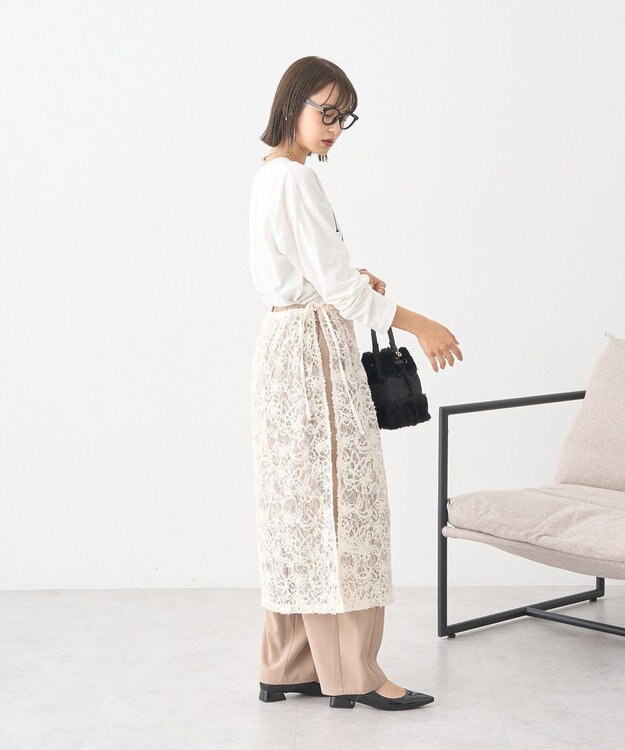 earth music&ecology モールレースラップスカート Ivory