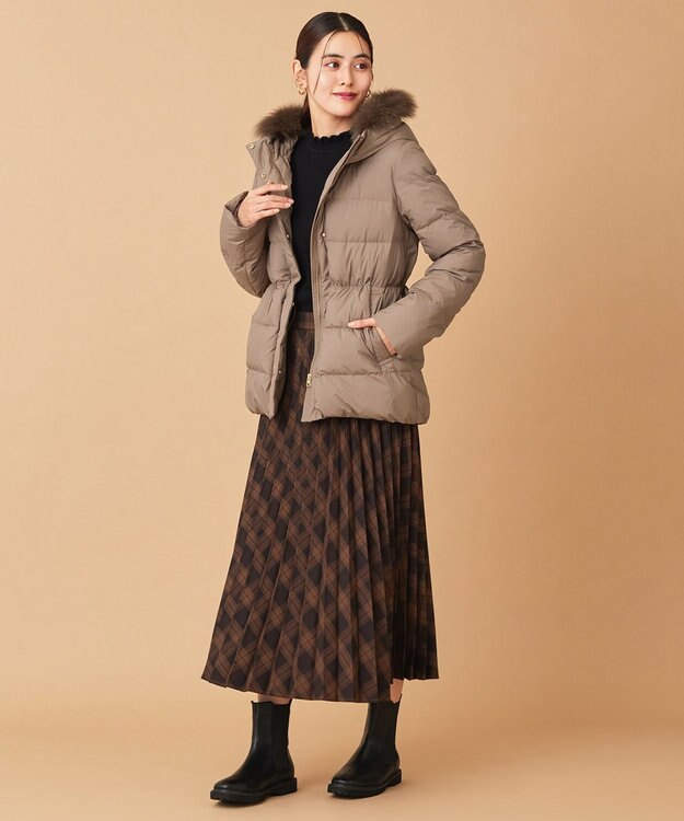 ANY 【洗える】スムースタッチ ショート丈ダウンコート ブラウン系