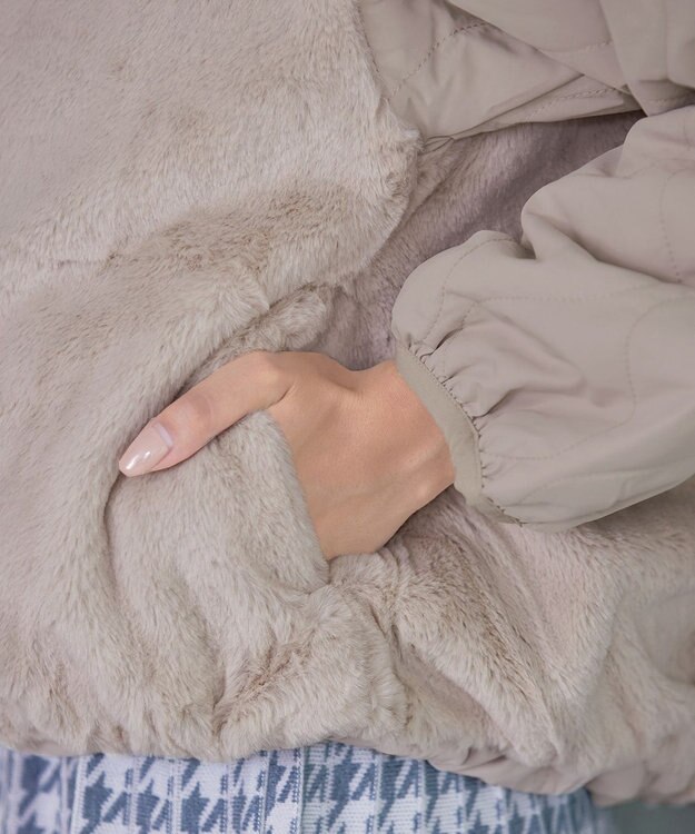 Tiaclasse 【リバーシブル】キルティングエコファー2WAYブルゾン アイボリー