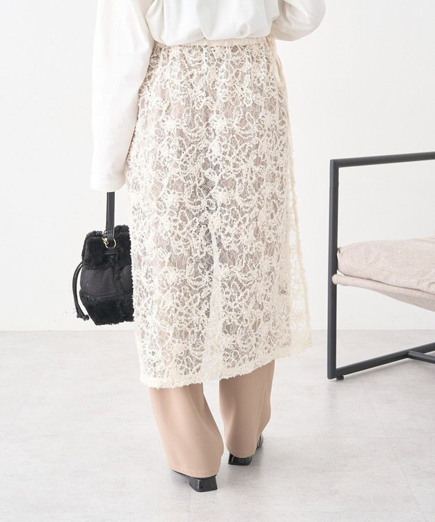 earth music&ecology モールレースラップスカート Ivory