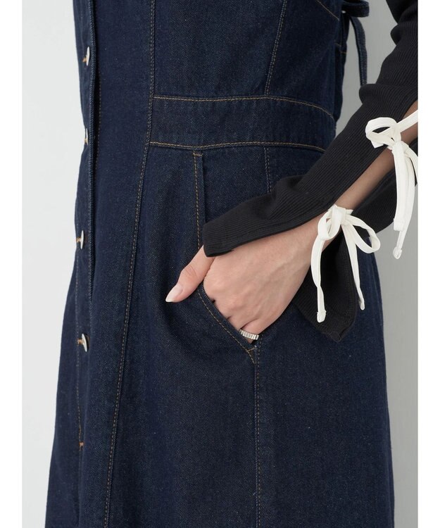 earth music&ecology ボタンキャミデニムワンピース Indigo