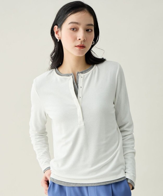 ANY クリアラメフライスヘンリーネックプルオーバー オフ